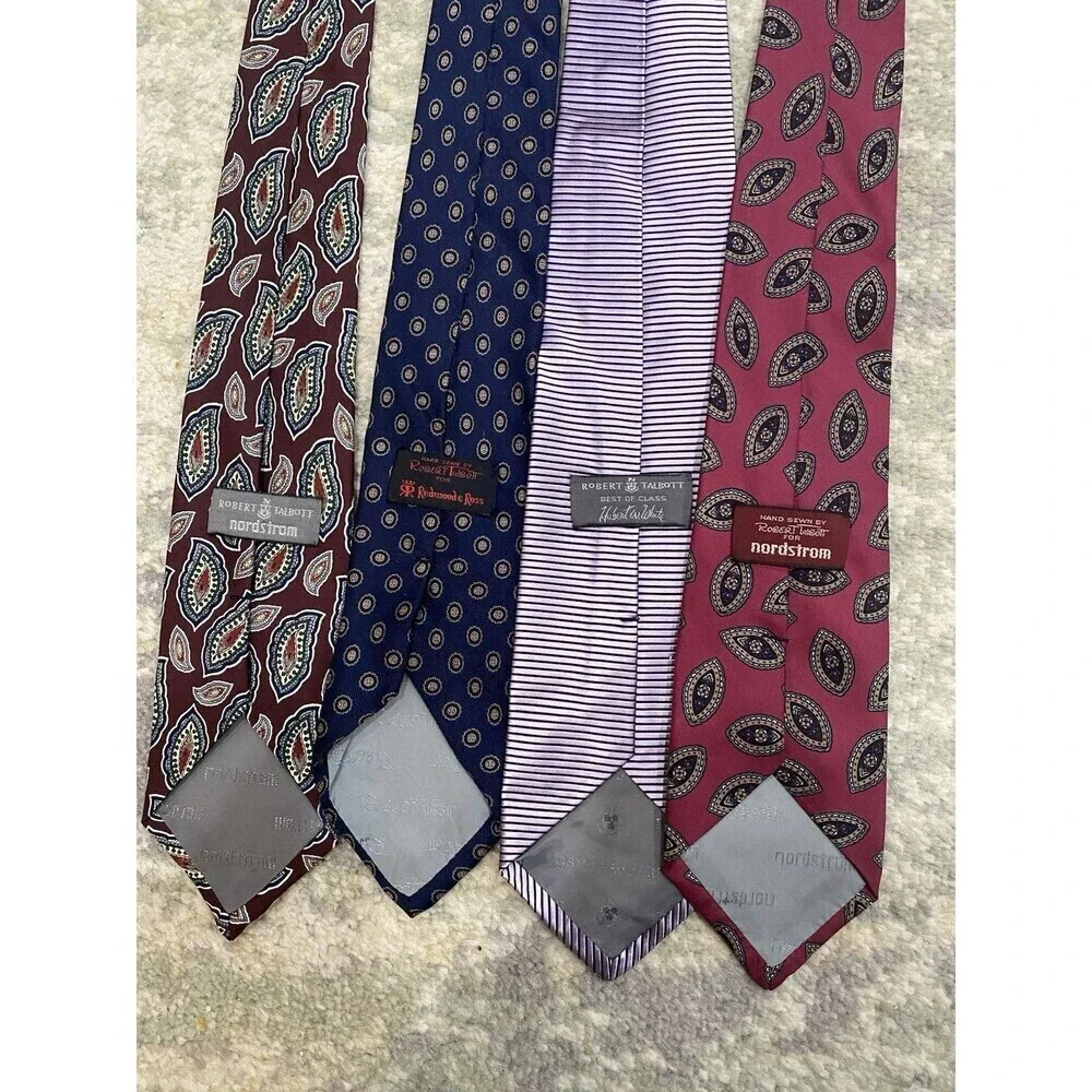 LOT (4) ROBERT TALBOTT  MEN'S TIES - RT For Nordstrom Hubert White Redwood Ross